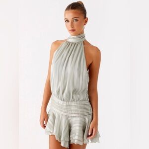 Peppermayo - Willow Chiffon Mini Dress Green (WORN ONCE) - Size 6